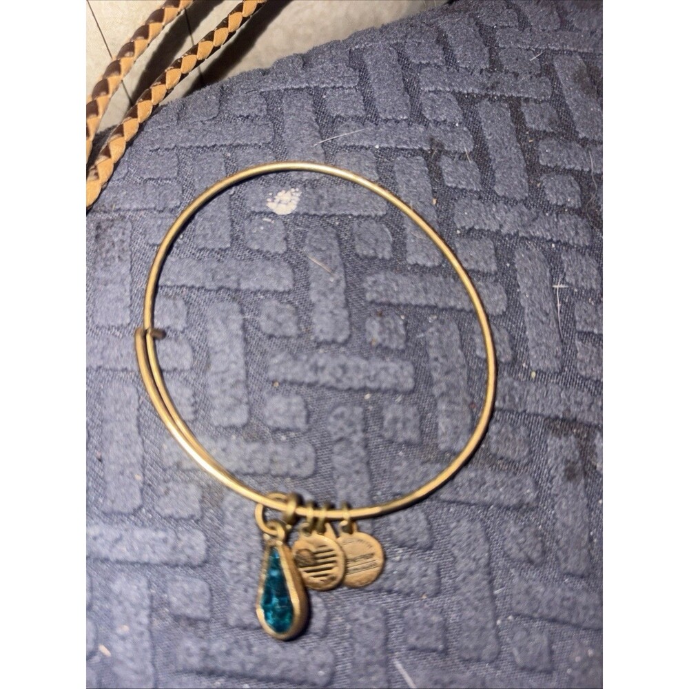 $32 Alex and Ani December TEARDROP Gold Tone Charm Bangle JAA5